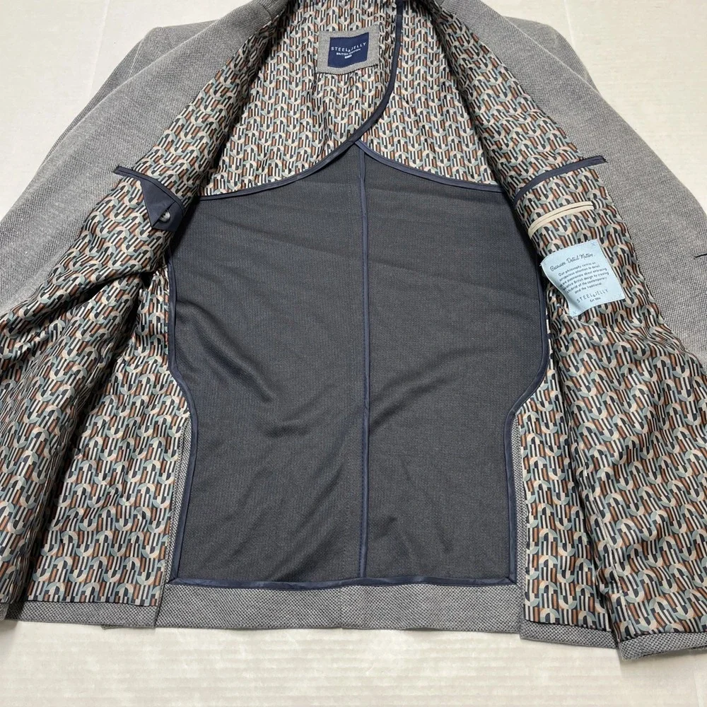 Steel & Jelly Blazer Mens US 40 Gray Textured Sports Coat Jacket‎ Office Career